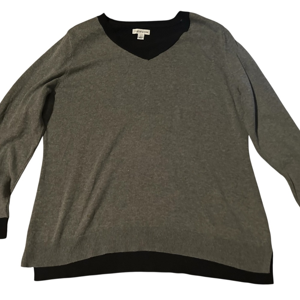 Torrid Gray and Black V-Neck Sweater Relaxed Fit
